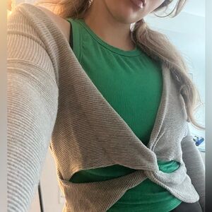 Reversible Gray Twist Pullover